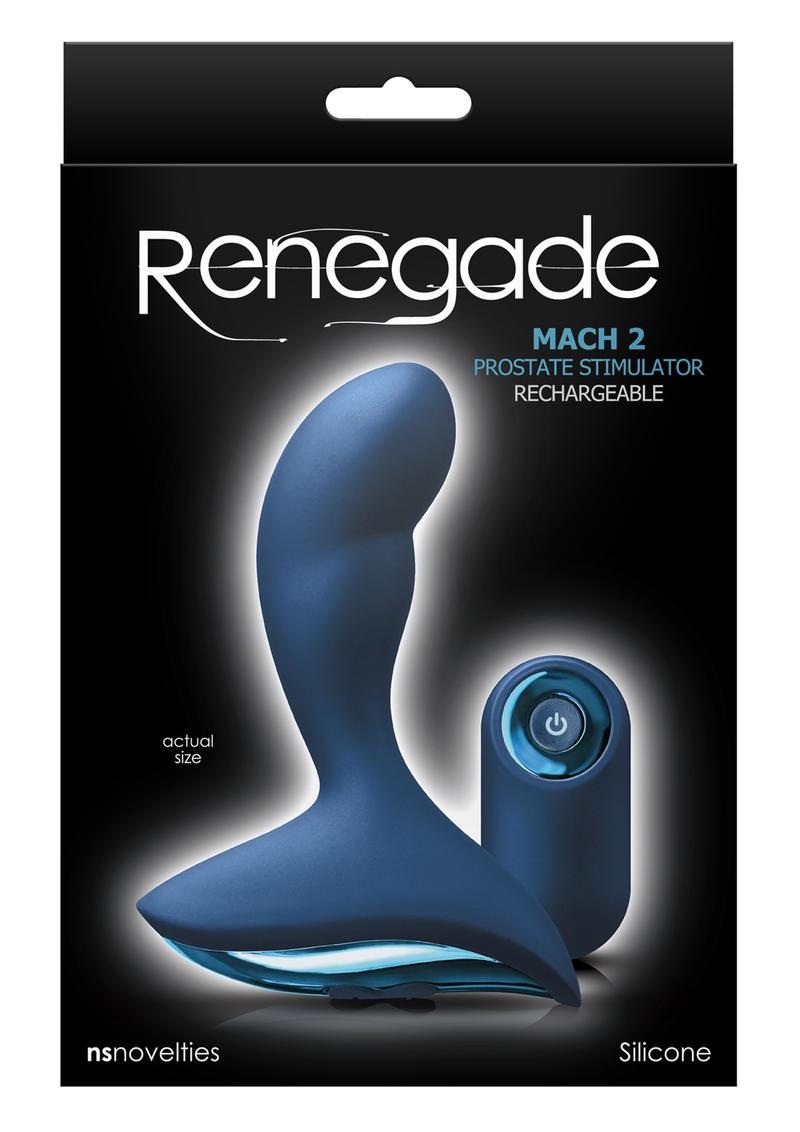 Renegade Mach 2 Silicone Rechargeable Vibrating Prostate Stimulator - Blue