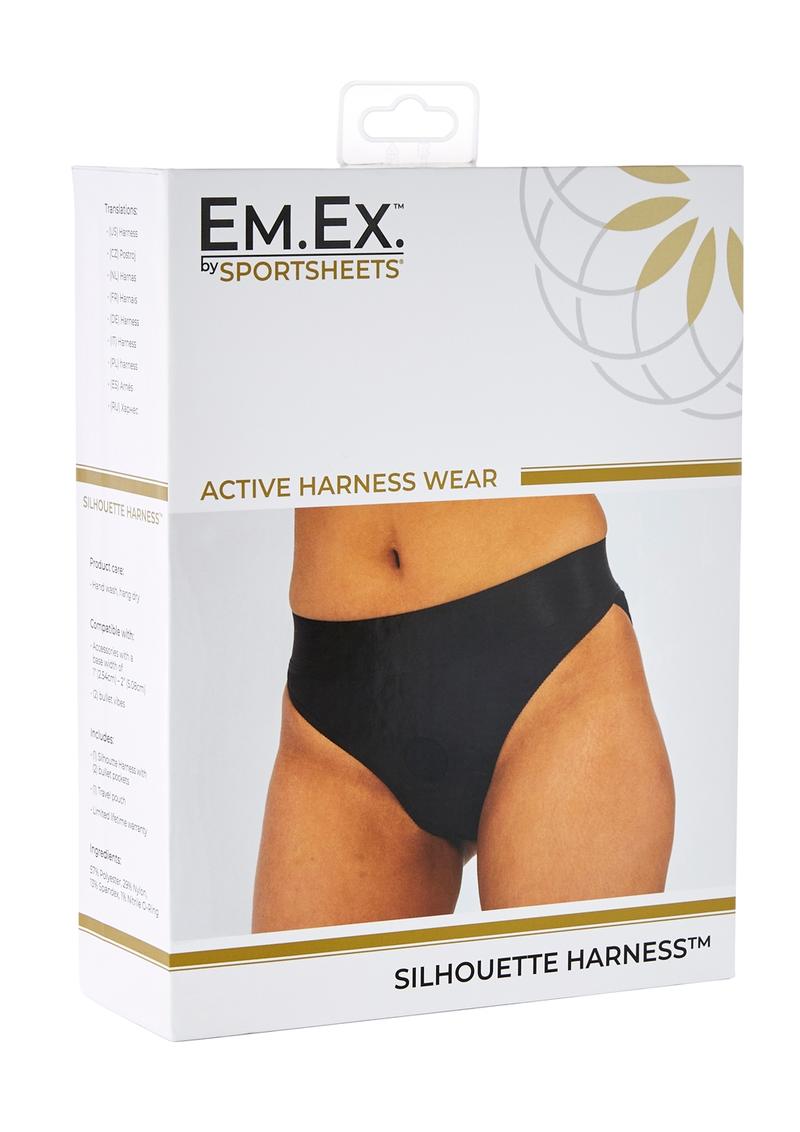 EM. EX. Active Harness Wear Silhouette Harness Bikini Cut Black Large-28-31