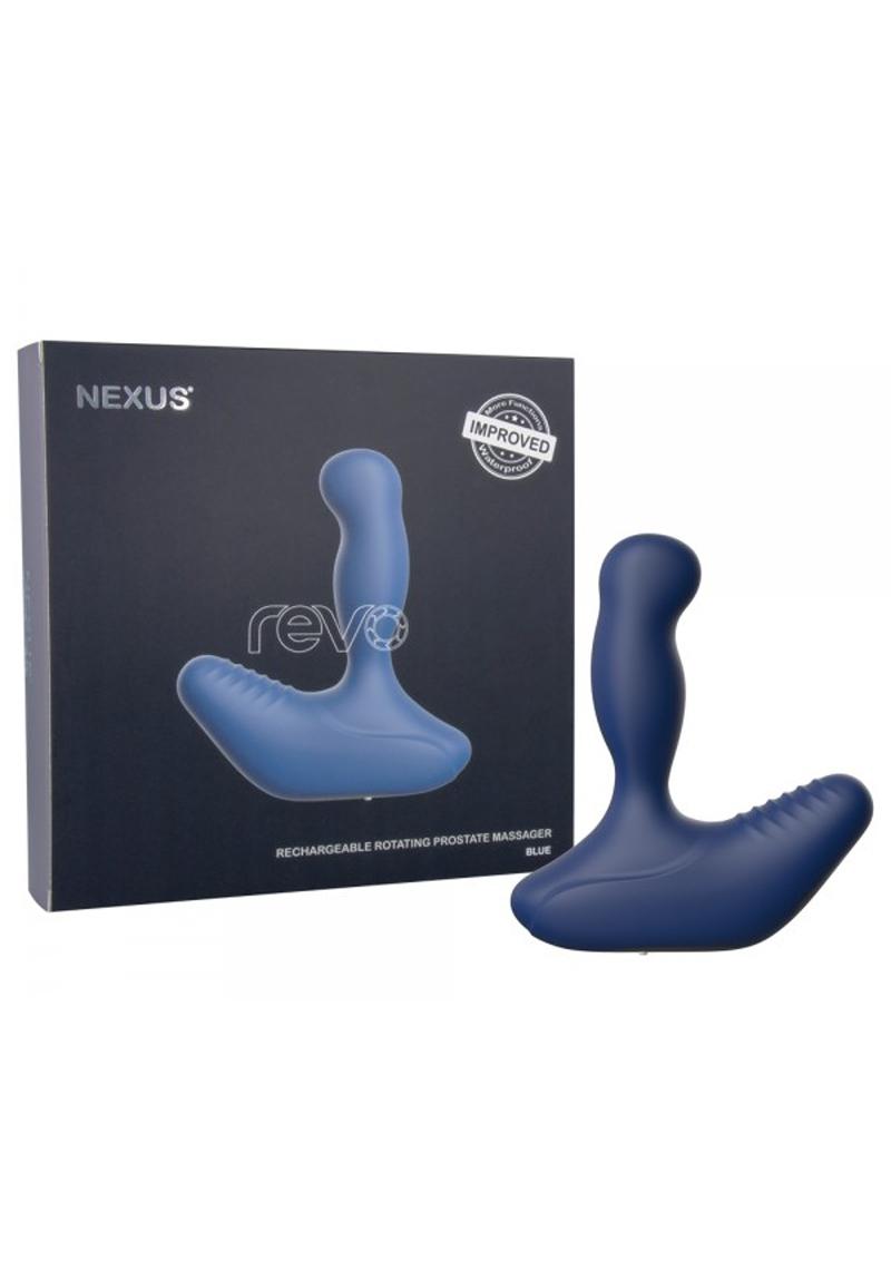 Revo Rechargeable Rotating Prostate Massager Silicone  Waterproof Blue