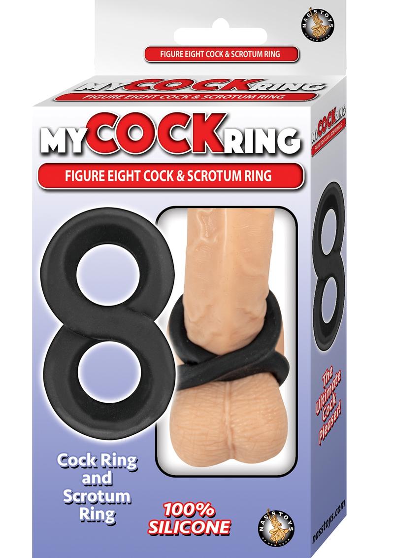 My Cockring Figure Eight Cock and Scrotum Ring Silicone Black