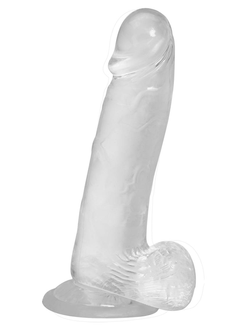 Crystal Addiction Dong 8 Inch Non Vibrating Suction Base Clear