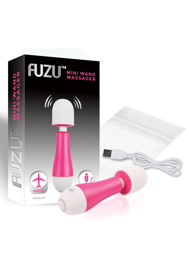 Fuzu  Mini Wand Massager Warerproof Silicone Rechargeable Pink