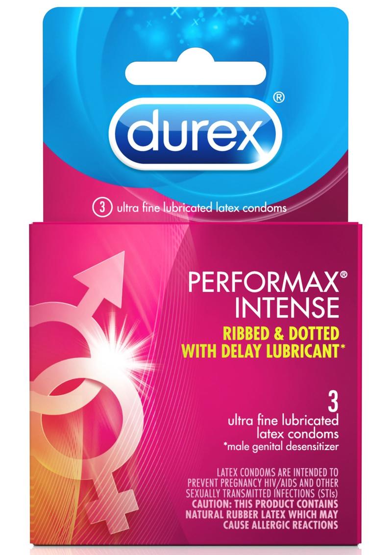 Durex Performax Intense Ribbed and Dotted  Lubricated Latex Condoms 3-Pack