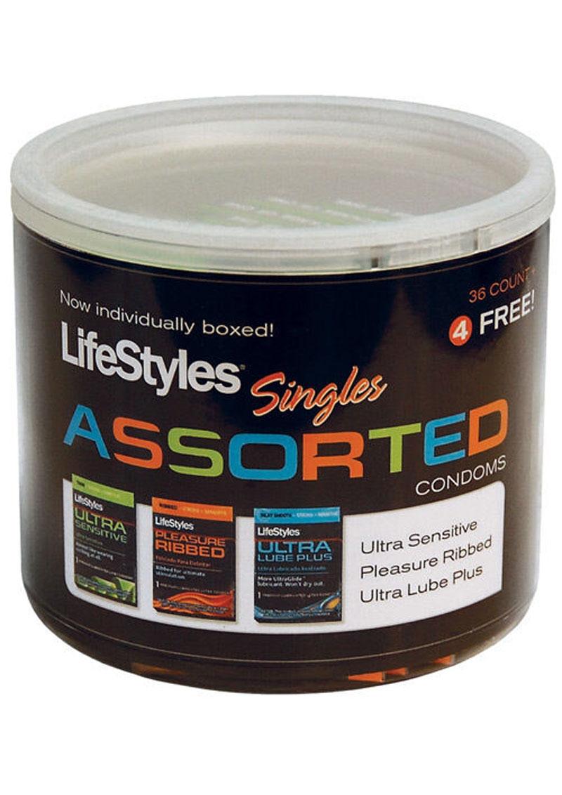 Lifestyles  Singles Assorted  40 Individually Boxed Lubricated Latex Condoms Bowl
