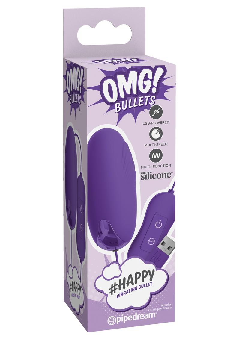 OMG Bullets Happy Vibrating Bullet Silicone Rechargeable Purple
