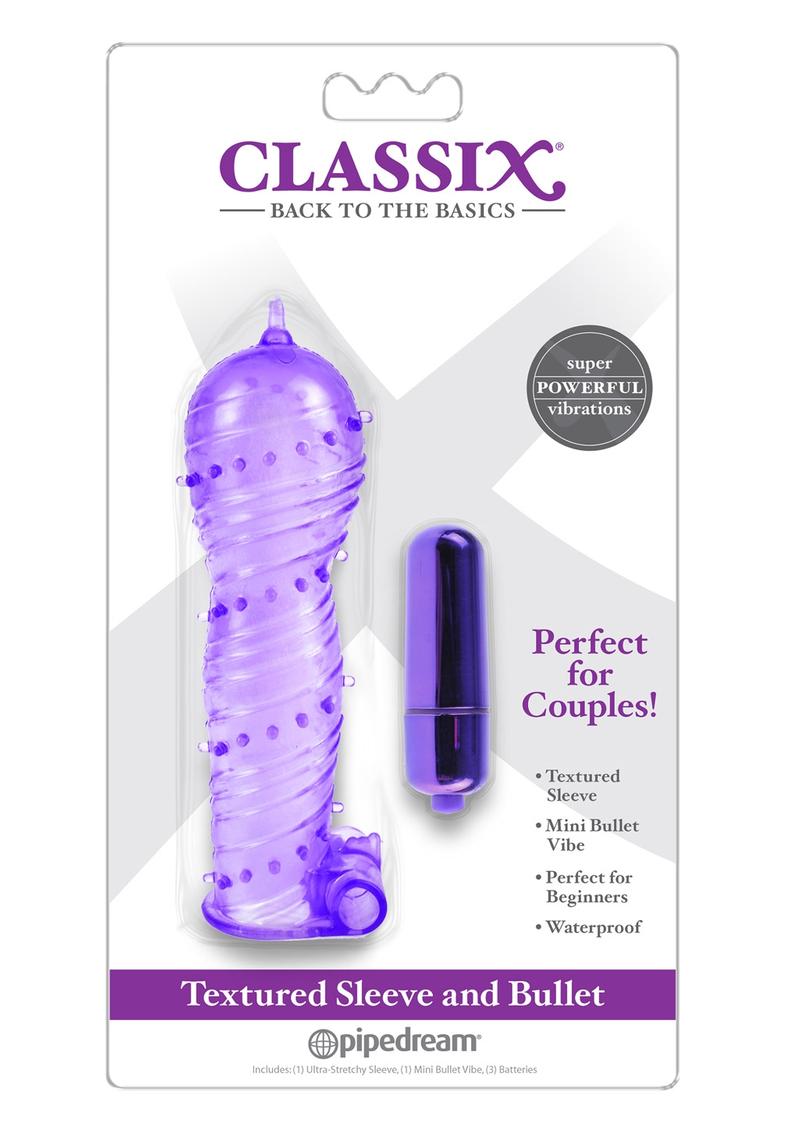 Classix Textured Sleeve and Bullet Vibrator Waterproof Purple