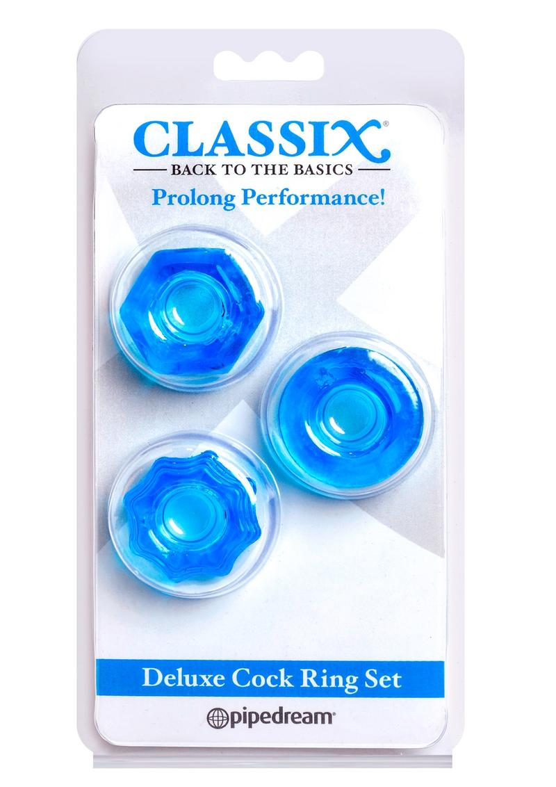 Classix Deluxe Cock Ring Set Blue