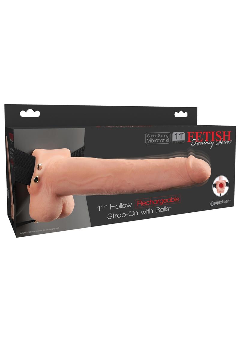 Fetish Fantasy Hollow Rechargeable Strap-On With Balls Flesh 11 Inches