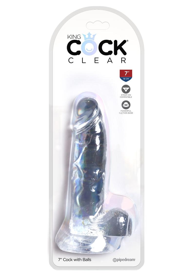 King Cock Clear 7 inch  With Balls Dildo Non Vibrating