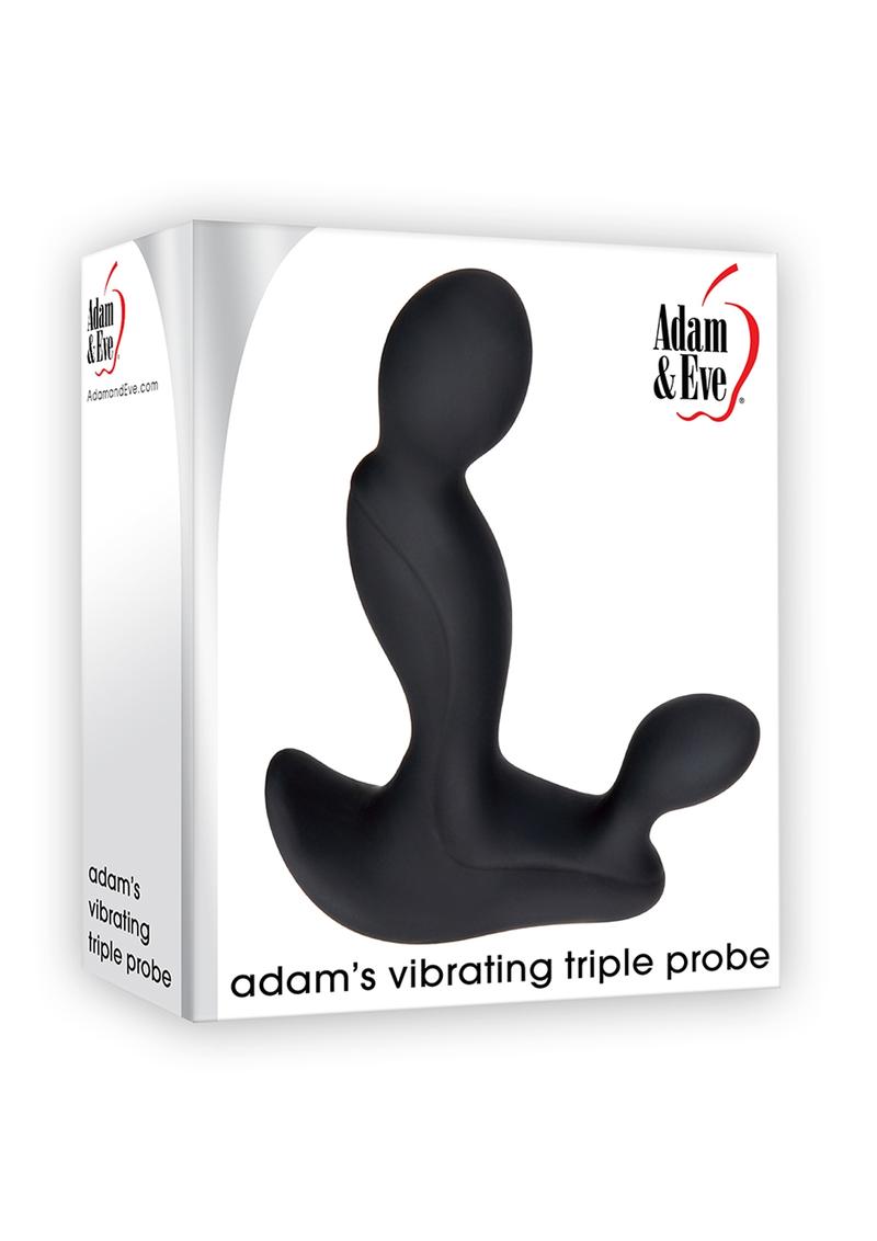 Adam and Eve Adams Vibrating Triple Probe Prostate Massager USB Rechargeable Waterproof Black