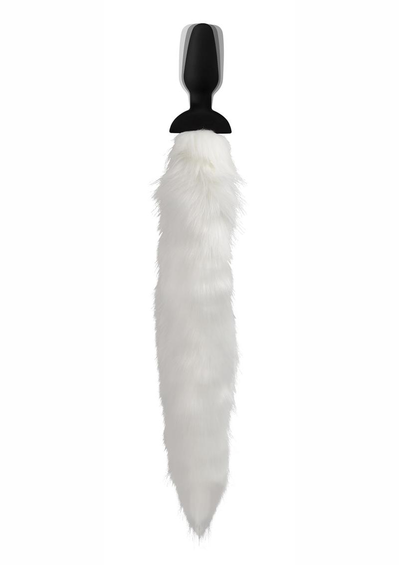 Tailz Vibrating White Fox Tail Anal Plug Silicone Rechargeable Remote Control