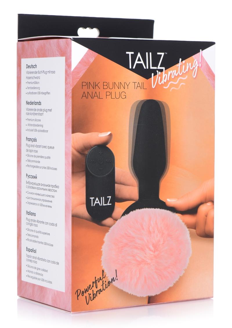 Tailz Vibrating Pink Bunny Tail Anal Plug Silicone Remote Control