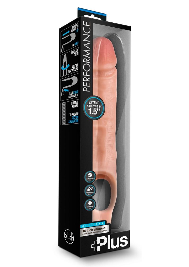 Perform Plus Cock Sheath Penis Extender Silicone Flesh 10 inch