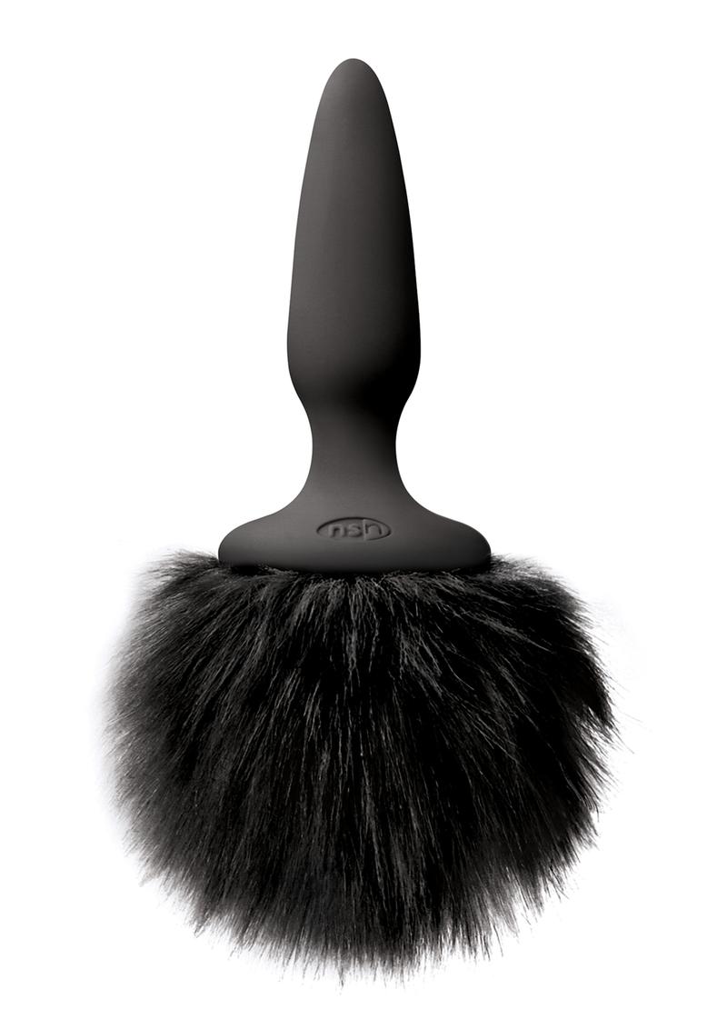 Bunny Tails Mini Silicone Anal Plug - Black Fur
