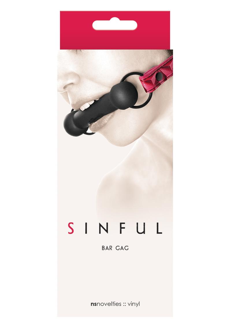 Sinful Bar Gag Silicone Adjustable Vinyl Strap Pink