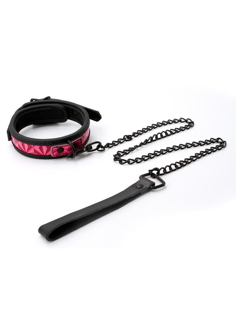 Sinful 1 Inch Collar Adjustable Collar and Leash Vinyl Pink