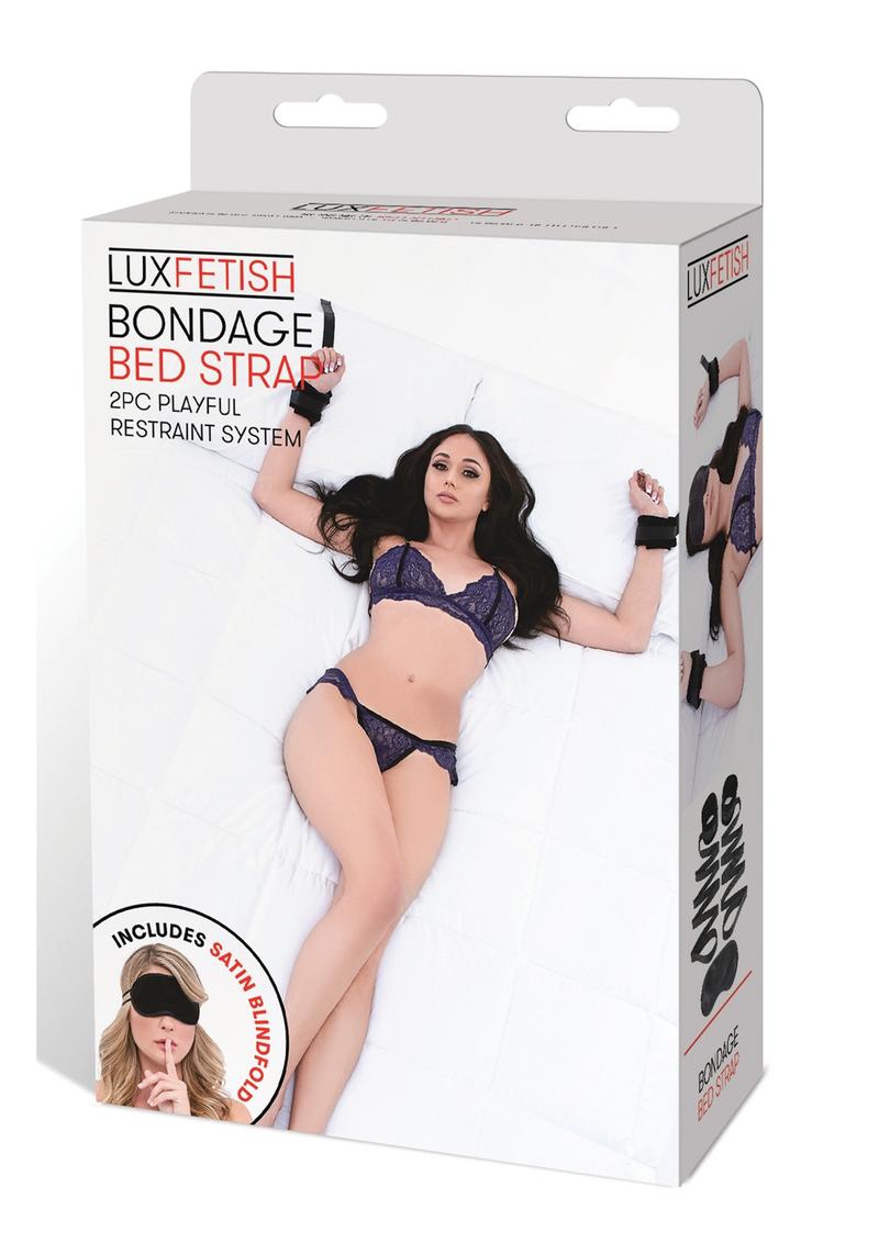 Lux Fetish Bondage Bed Strap 2pc. Playful Restraint System Black