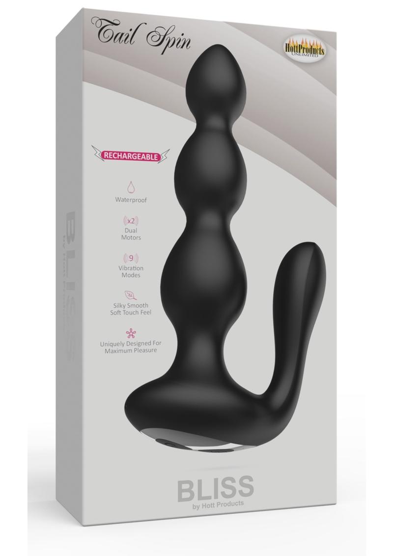 Bliss Tail Spin Vibrating Anal Plug Rechargeable Waterproof  Black