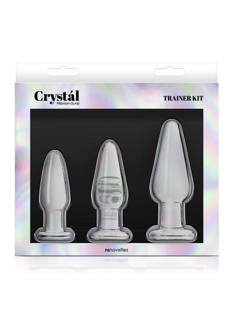 Crystal Premium Glass Tapered Trainer Kit Anal Plug Set - Clear