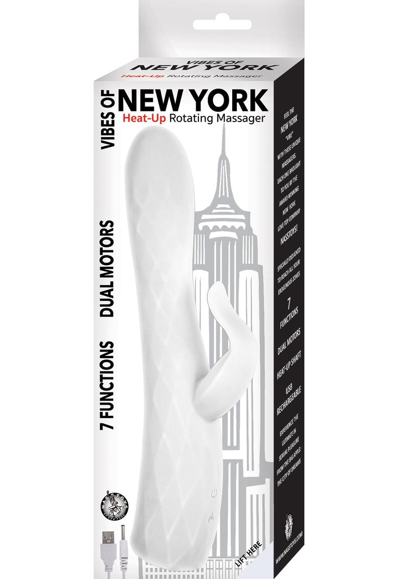 Vibes Of New York Heat Up Rotating Massager USB Rechargeable Silicone Waterproof White 9 Inches