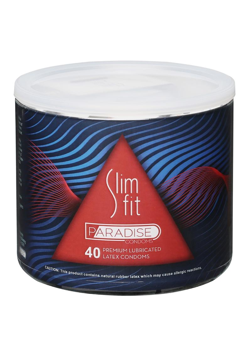 Slim Fit Paradise Lubricated Latex Condoms 40/bowl