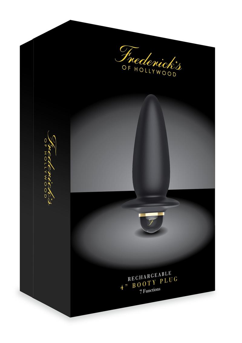 Frederick`s Of Hollywood Rechargeable 4 Inch Booty Plug  Multi Function  Vibration Silicone Black