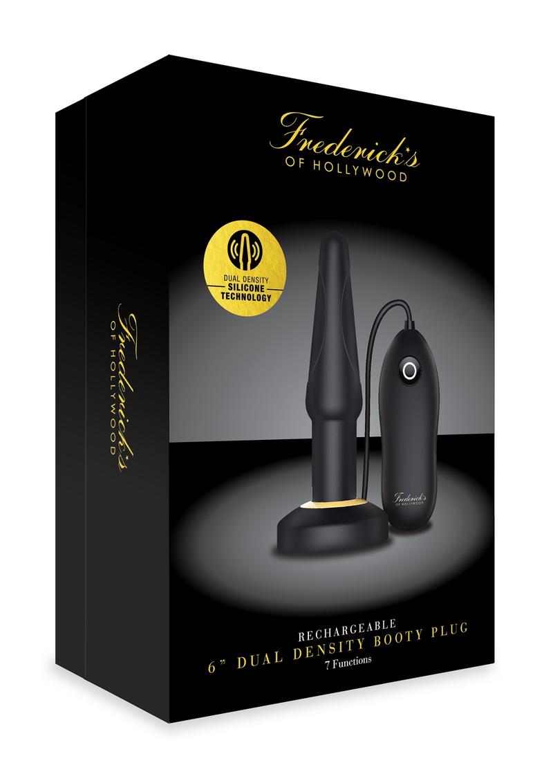 Frederick`s Of Hollywood Rechargeable 6 Inch Dual Density  Booty Plug  Multi Function  Vibration Silicone Black