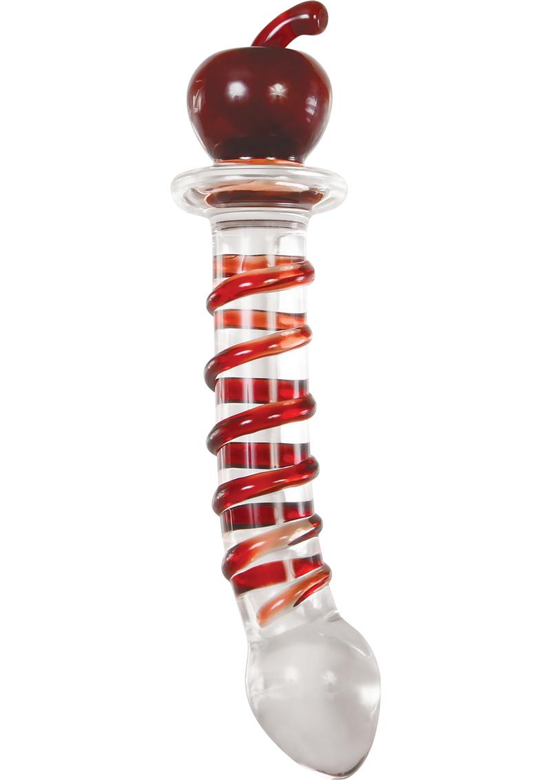 Adam and Eve Eve`s Twisted Crystal Dildo Textured Glass Red 8 Inches