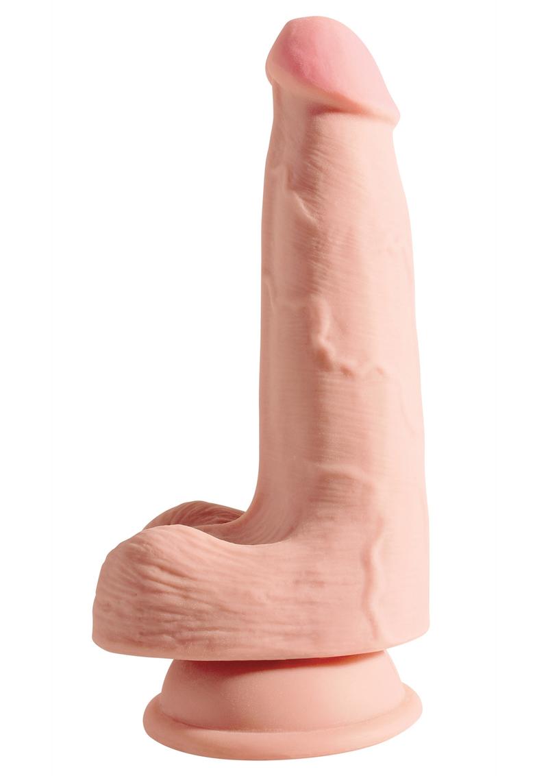 King Cock Plus 5 Inch Triple Density Cock With Balls Strap On Compatible Non Vibrating Suction Cup Base Flesh