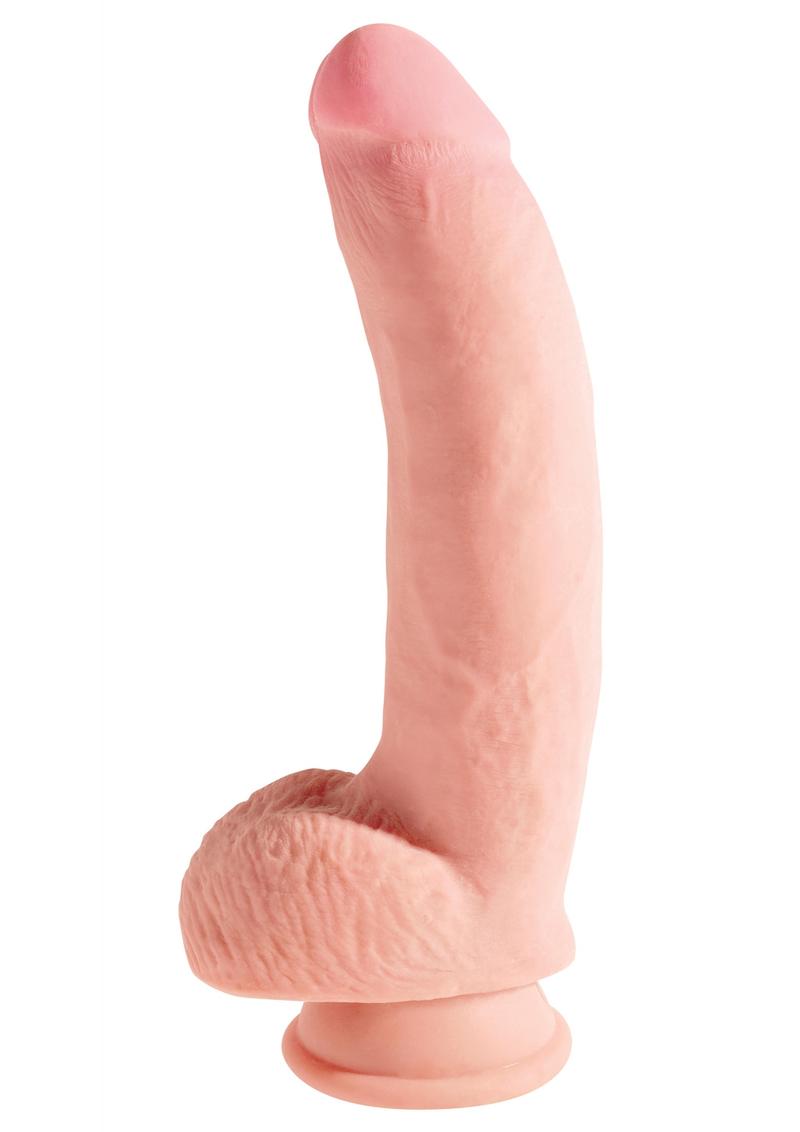 King Cock Plus 10 Inch Triple Density Cock With Balls Strap On Compatible Non Vibrating Suction Cup Base Flesh