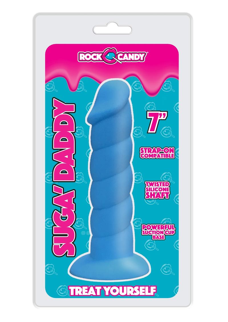 Rock Candy Suga Daddy 7 Dildo Non Vibrating suction Cup Base Blue