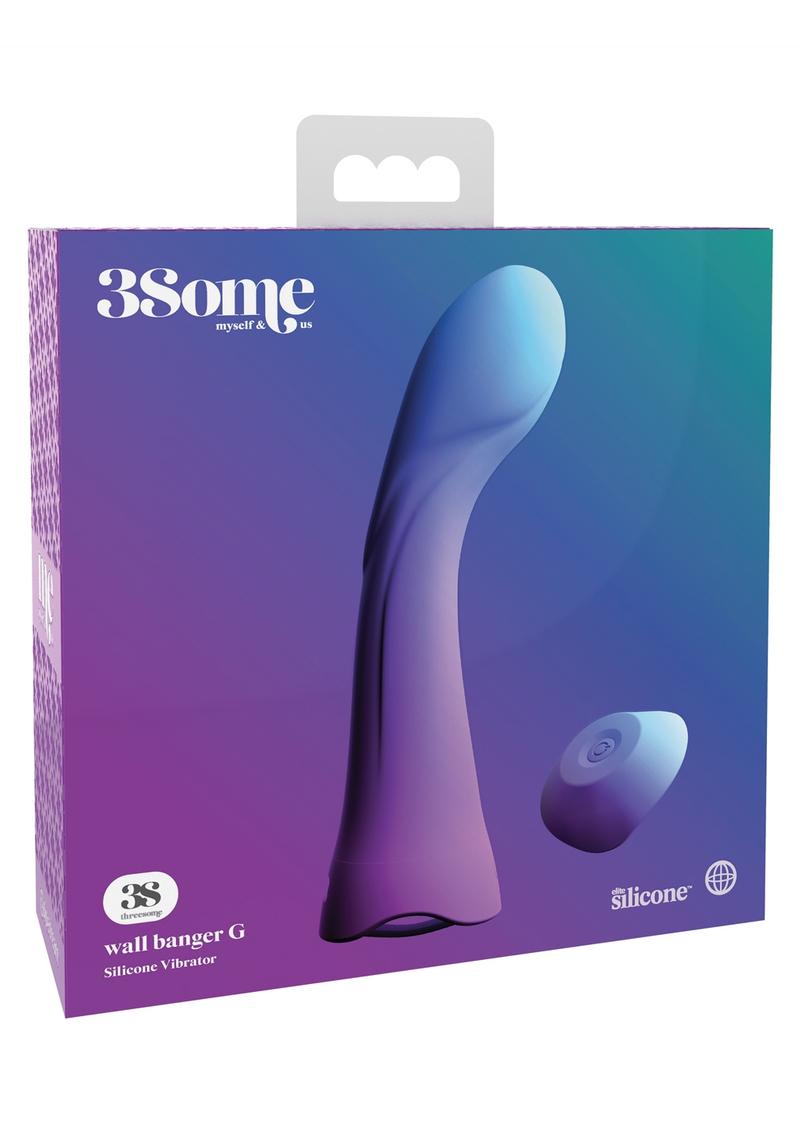 Threesome Wall Banger G Silicone Vibrator USB Rechargeable Wireless Remote Splashproof Purple