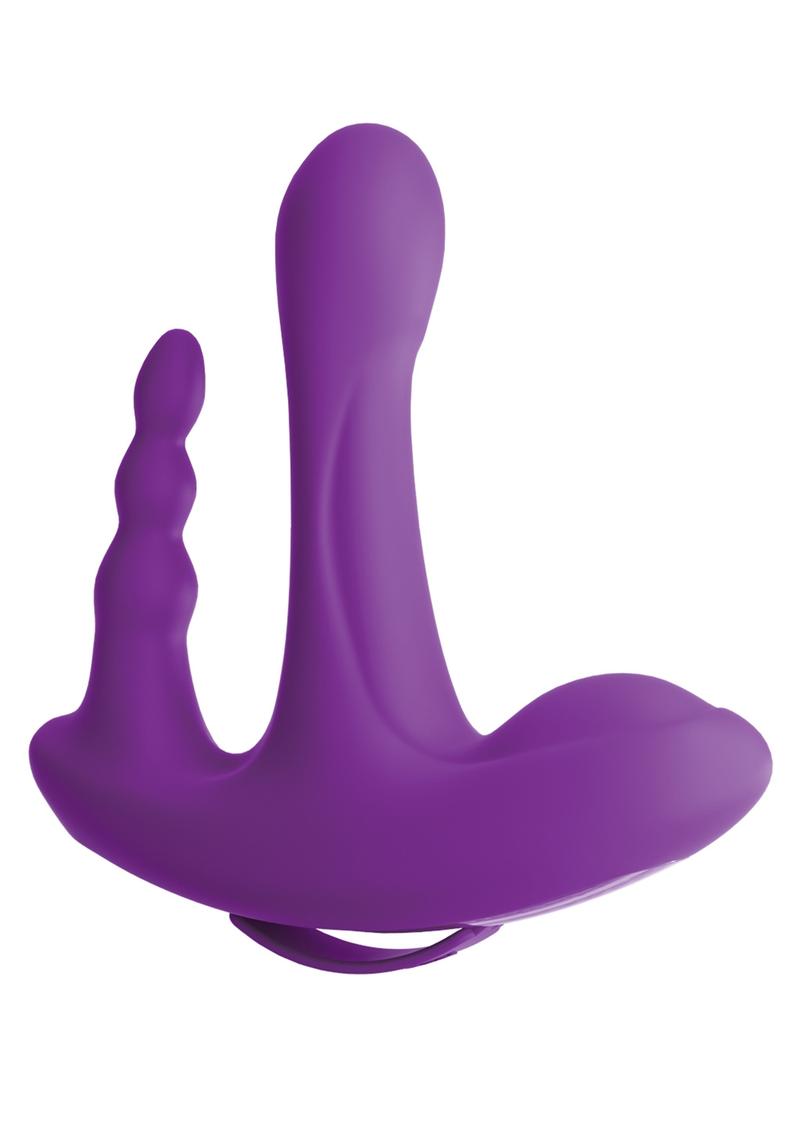 Threesome Rock N Ride Silicone Vibrator multi Speed USB Rechargeable  Splashproof Purple