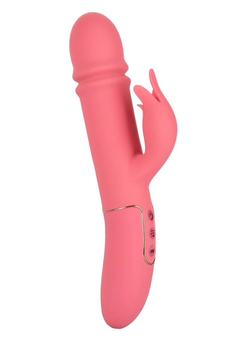 Shameless Tease Vibrator Thrusting Power Silicone Clitoral Stimulation Waterproof USB Rechargeable Pink