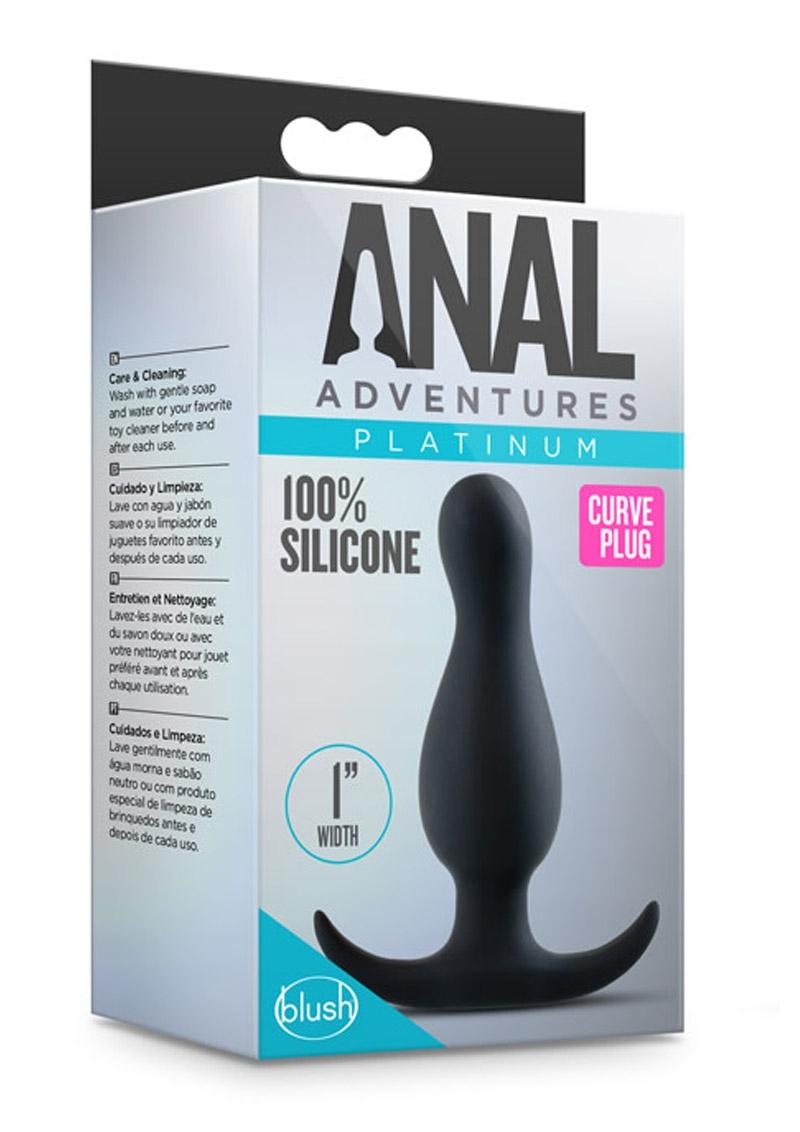 Anal Adventures Platinum Curve Anal Plug Silicone Black