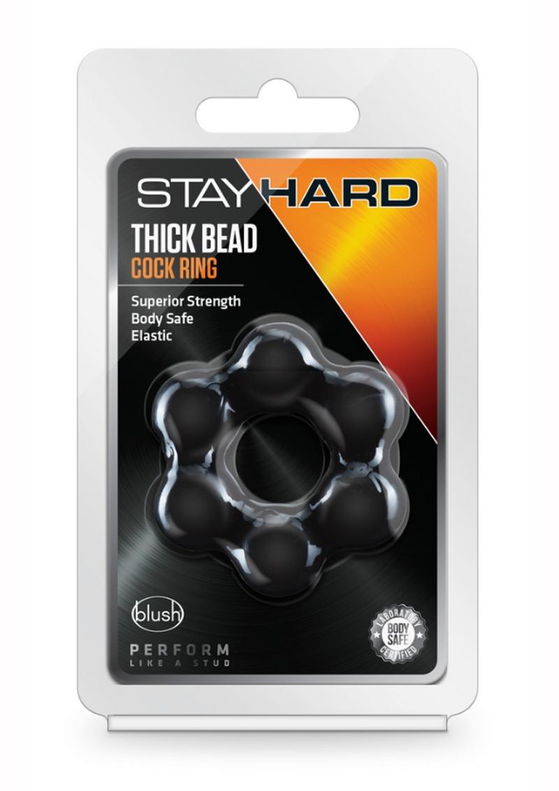 Stay Hard Thick Bead Cock Ring Black