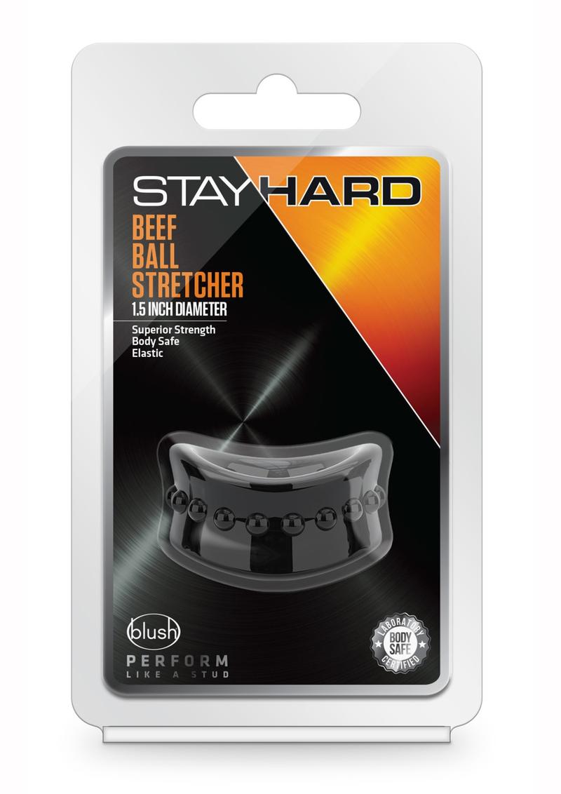 Stay Hard Beef Ball Stretcher 1.5 Inch Diameter Cock Ring Black
