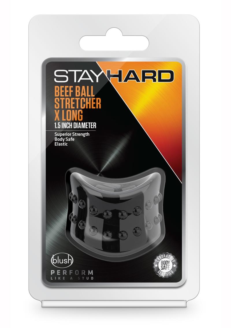Stay Hard Beef Ball Stretcher X Long Cock Ring Black