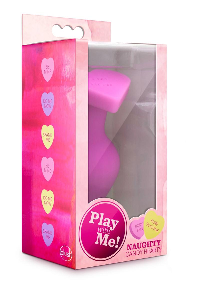 Play With Me Naughty Candy Hearts Silicone Anal Plug Pink 3.5 Inch