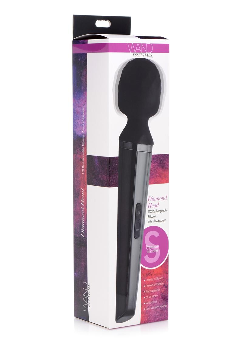 Wand Essentials Diamond Head Rechargeable Silicone Wand Massager  Waterproof