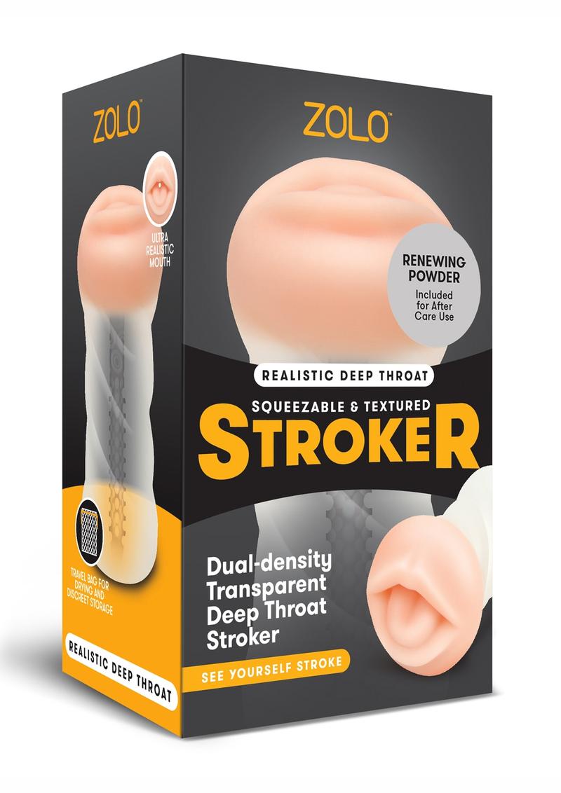 Zolo Squeezable and Textured Realistic Deep Throat Male Masurbator Non Vibrating Flesh