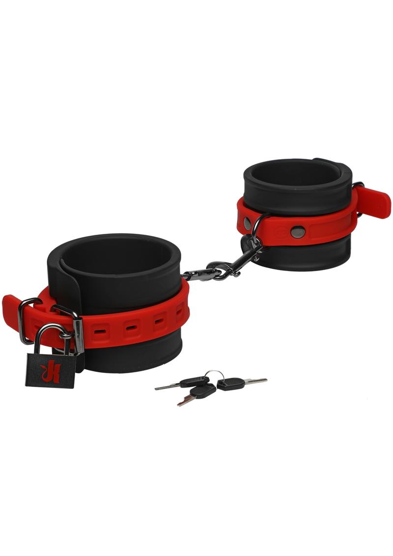 Kink Silicone Ankle Cuffs Bondage Black/Red