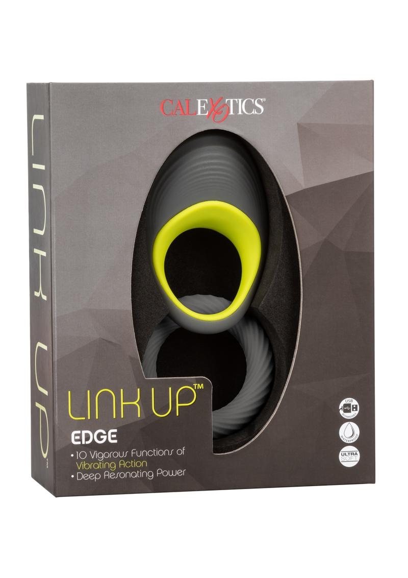 Link Up Max Silicone Cockring And Support Ring USB Rechargeable Grey/Yellow