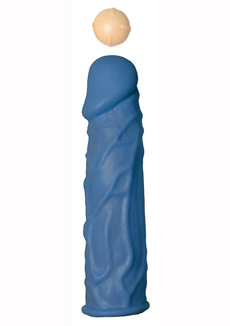 The Great Extender Silicone Vibrating Penis Sleeve 7.5in - Blue