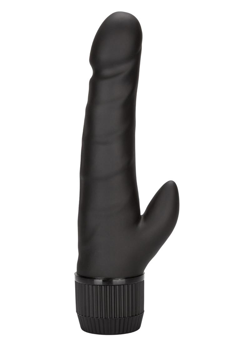 Black Velvet Realistic Vibrator With Clit Stimulator Waterproof Black 5 Inch