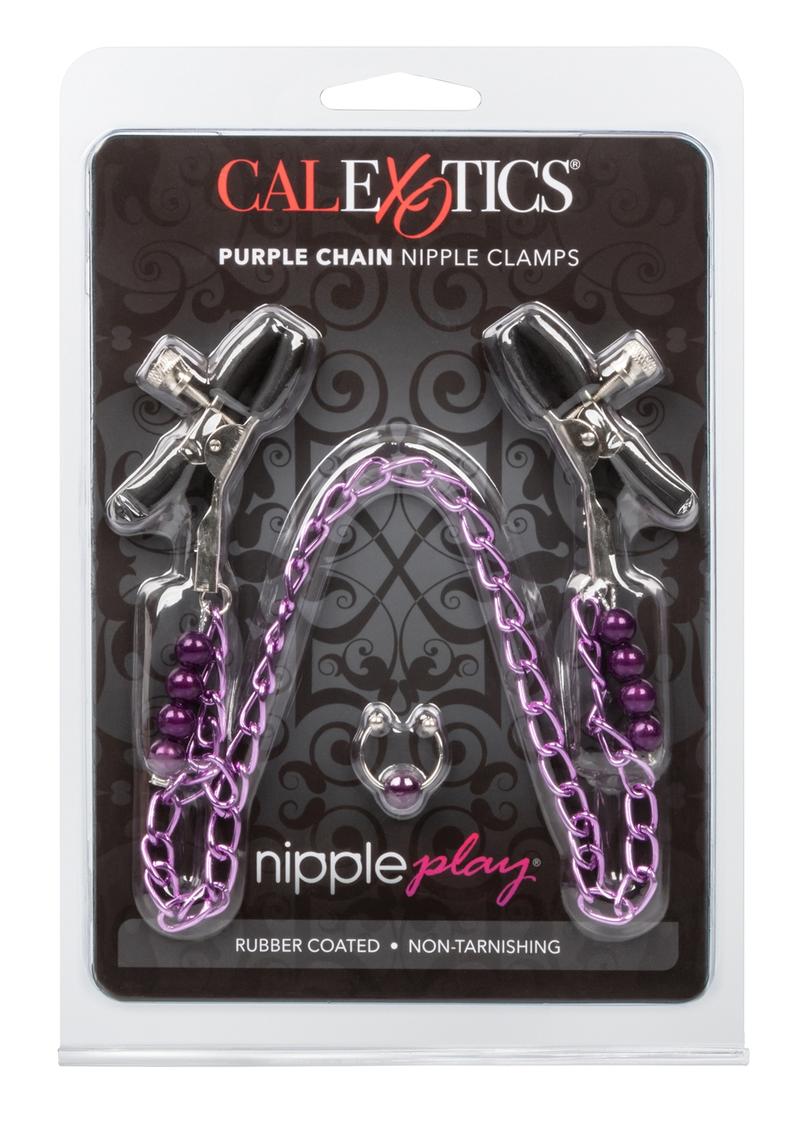 Nipple Clamps with Purple Chain Non Piercing