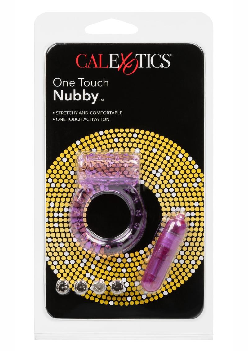 One Touch Nubby Stretchy Enhancer With Removable Reusable Micro Stimulator Purple