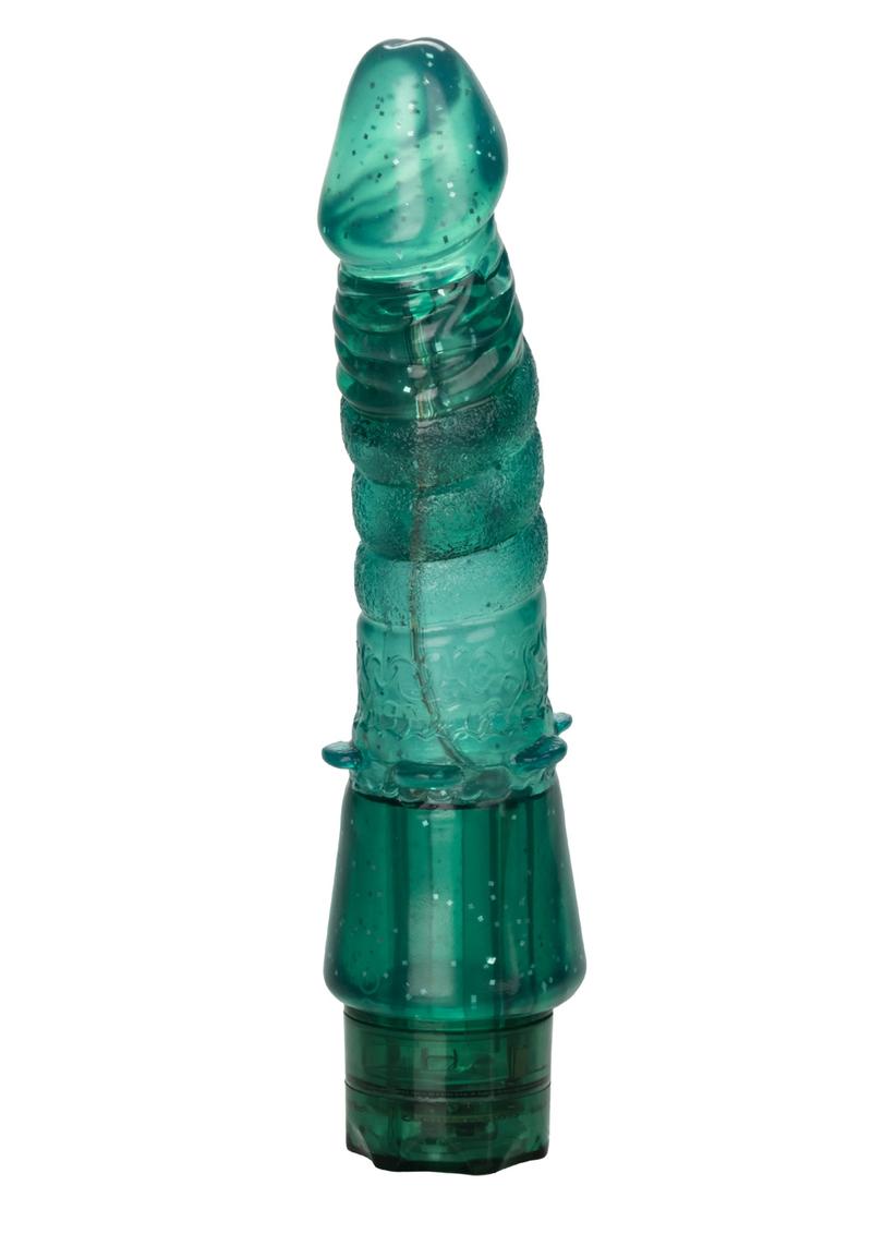 Emerald Studs Arouse 10 X Jelly Realistic Vibrator Waterproof Glitter Blue 7 Inch