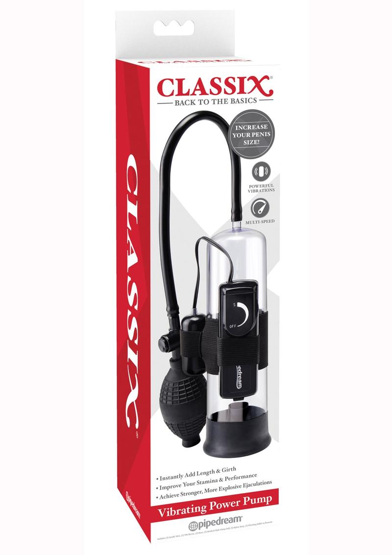 Classix Vibrating Power Penis Pump - Clear And Black