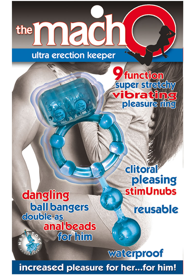 The Macho Ultra Erection Keeper Vibrating Cock Ring - Blue